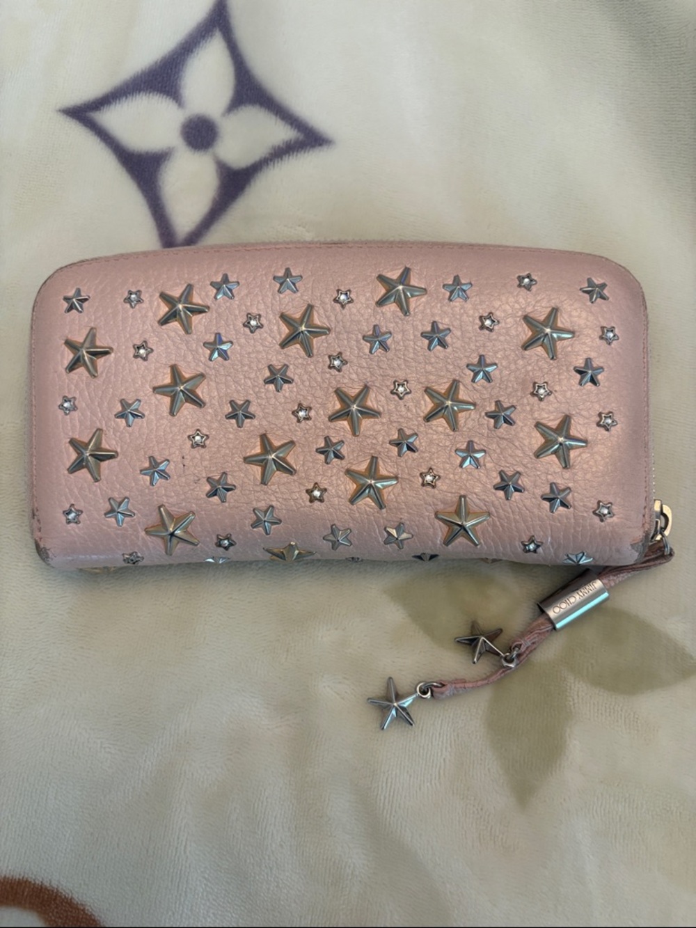 Jimmy Choo Pink Star-Stud Zip Wallet